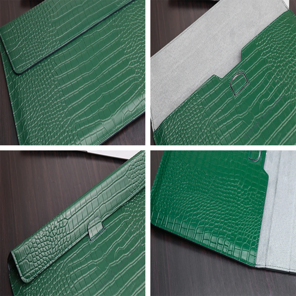 Laptop Bag for MacBook Pro 13 M1 PU Cover For Pro 14 2026 Case Crocodile Pattern Leather For MacBook Air 15 A3240 A3114 A2941