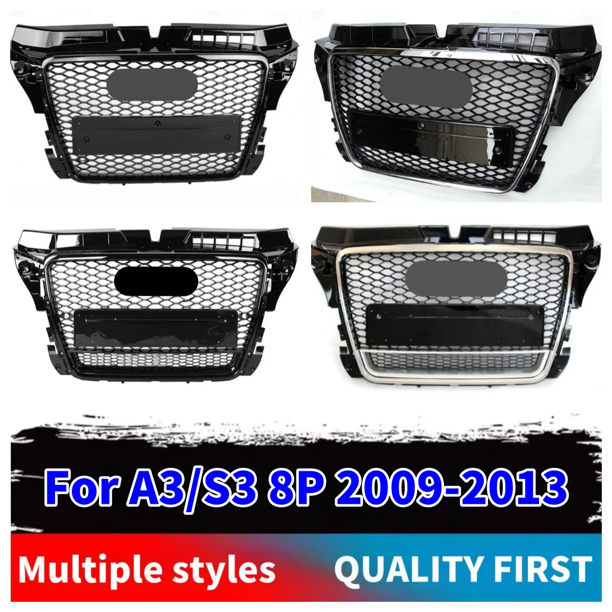 ZUIMI – gril de Sport avant de Style RS3, maille hexagonale, conception en nid d'abeille pour Audi A3/S3 8P 2009 – 2013, accessoire de mise à niveau de gril de capot