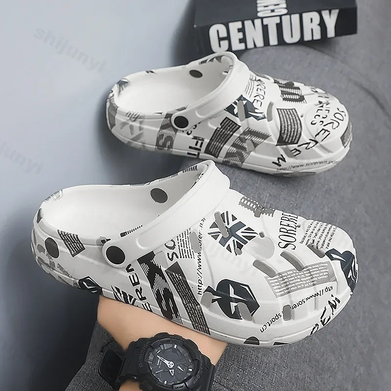 

Мужские сандалии, повседневные сабо, лето 2024, пляжные тапочки, мужская ультрамягкая садовая обувь из ЭВА, мужские нескользящие износостойкие уличные сандалии