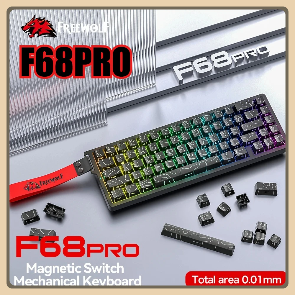 

Механическая клавиатура FREEWOLF F68PRO 8K, магнитный переключатель, точность RT 0,01 мм, скорость сканирования 128 К, таможенные игровые клавиатуры RGB Ziyoulang