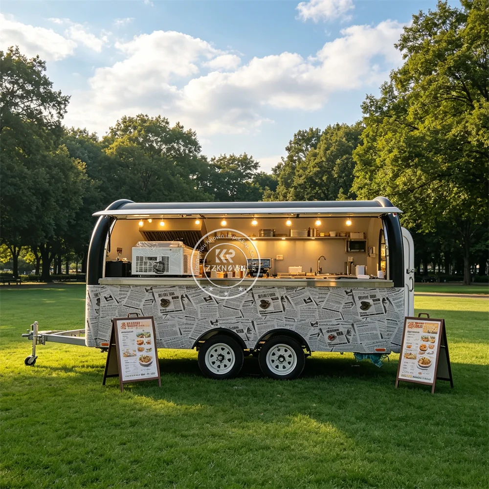 

Custom Ice Cream Cart Catering Truck Mobile Kitchen Trailer Food Trailer Street Fast Food Truck Fully Equipped