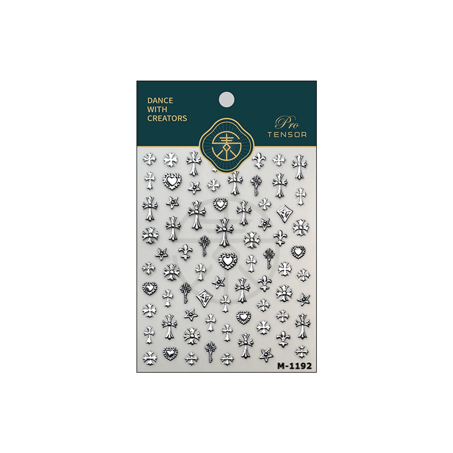 Dark Silver Cross Nail Stickers Retro Punk Heart Rivet Design Self Adhesive Premium Vinyl for Women Party Decor view 5