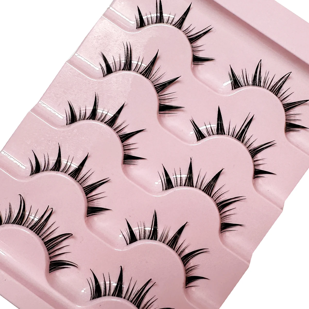 5 คู่ Manga Lashes Clear Band ญี่ปุ่นอะนิเมะคอสเพลย์ขนตา Spiky Wet Look Lashes 12 มม.เอเชียขนตาปลอมกลุ่ม