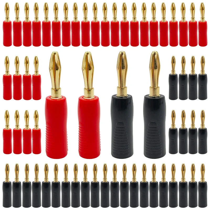 

10/40/200PCS Gold Plated 4mm Speaker Banana Plug Horn Speakers Banana Connector for Audio Video Speaker Cable Adapter