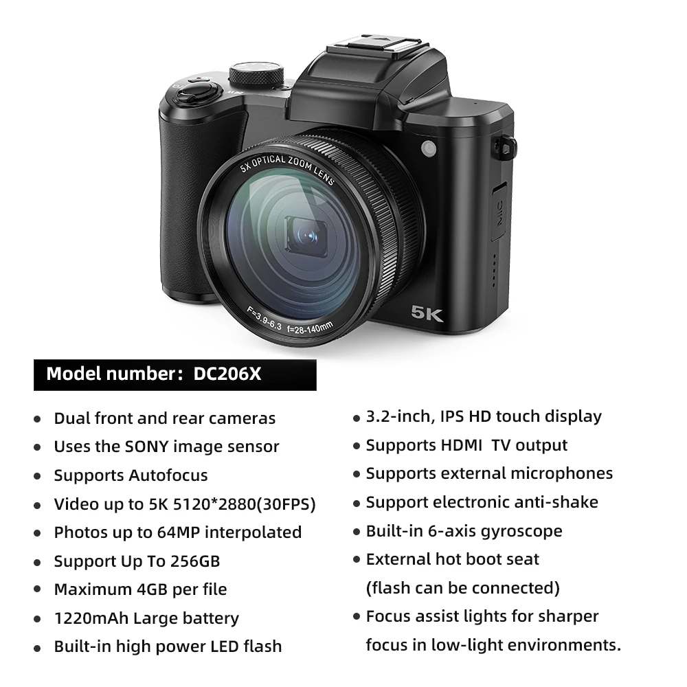 2024 NEW vlogging camera for youtube 64MP 3.2-inch wifi New Compact Optical Zoom  5k digit dslr  professional digital camera