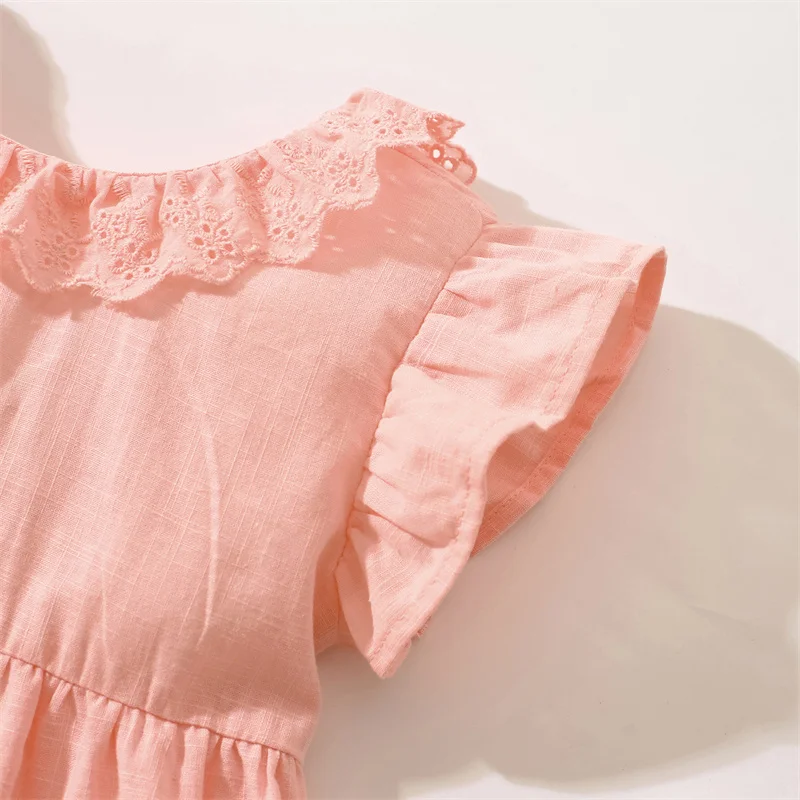 Spring meter 2-8 Jahre Neuankömmling Mädchen Kleider Blumen applikation heiß verkaufen Sommer Kinder Kleidung Kurzarm Baby Kleider – Detail 10