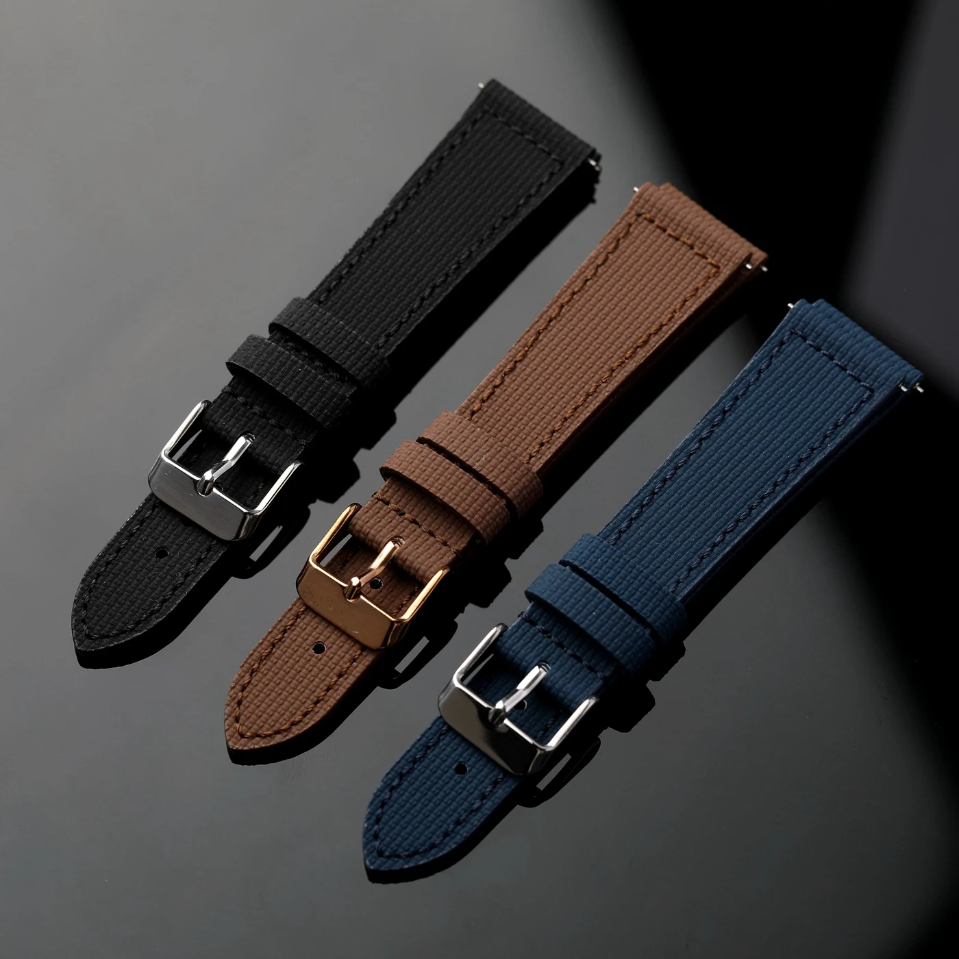 Fluorkautschuk gebundenes Lederarmband 18 19 20 21 22 mm weiches Herren-Lederarmband, Schnellverschluss, weiches Herrenarmband, Retro-Stil