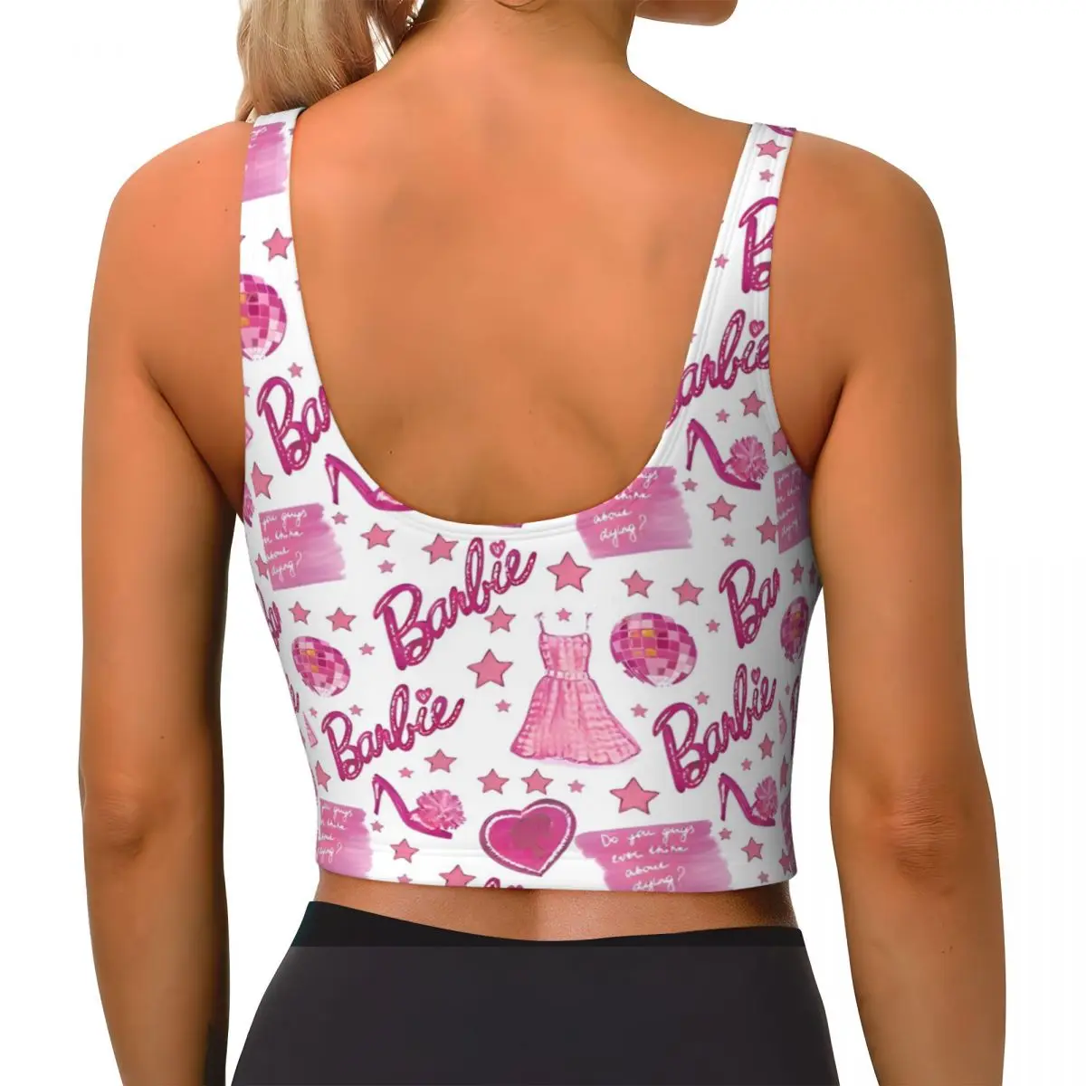 Women's Seamless Bra Barbie Retro Seamless Paterns PinkDoll Barbie Inspiration Malibu Doll Yoga Workout Crop Tops Underwear