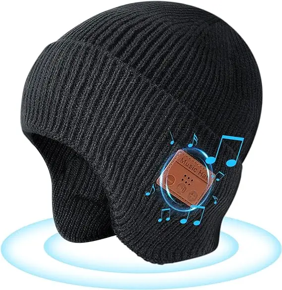 Wireless hat Bluetooth 5.0 Outdoor winter Warm Music cap ear muffs Headset Handsfree Rechargeable Earphone Men Women knitted hat