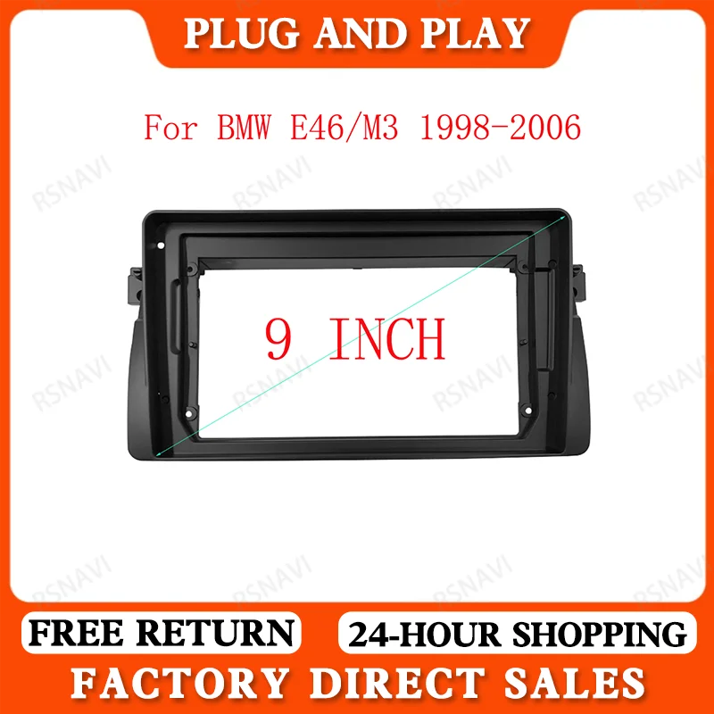 RSNAVI Car GPS Navigation Stereo For BMW E46 / M3 1998-2006 Radio Facias Panel Frame Fit 2 Din 9 Inch In Dash Headunit Screen