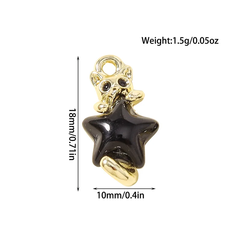 Leslie 5 Stück 10*18mm Niedliche Kawaii Kristall-Stern-Katzen-Anhänger für DIY Ohrringe Halskette Armband Schmuckherstellung Zubehör – Detail 1
