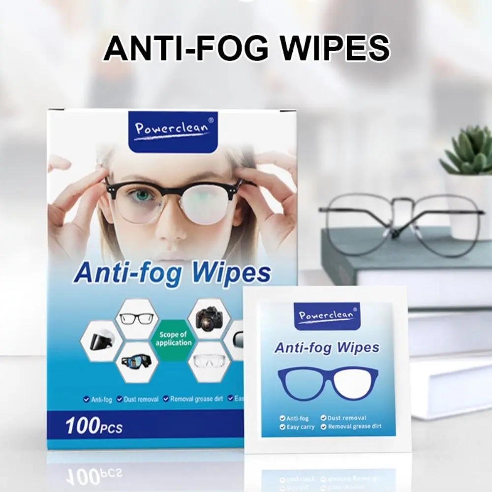 100Pcs/Box Glasses Cleaner Wet Wipe Disposable Anti Fog Misting Dust Remover Cleaning Lens Wipes Sunglasses Phone Screen