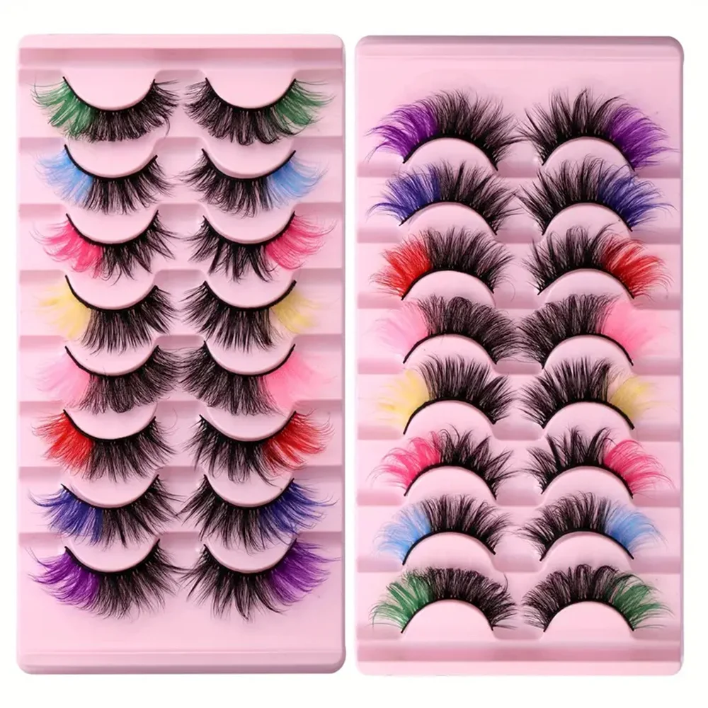 8 Pairs of Colorful High-Quality Faux Eyelashes, Individual Lashes Creating a Different Personality for You Lash Extensions
