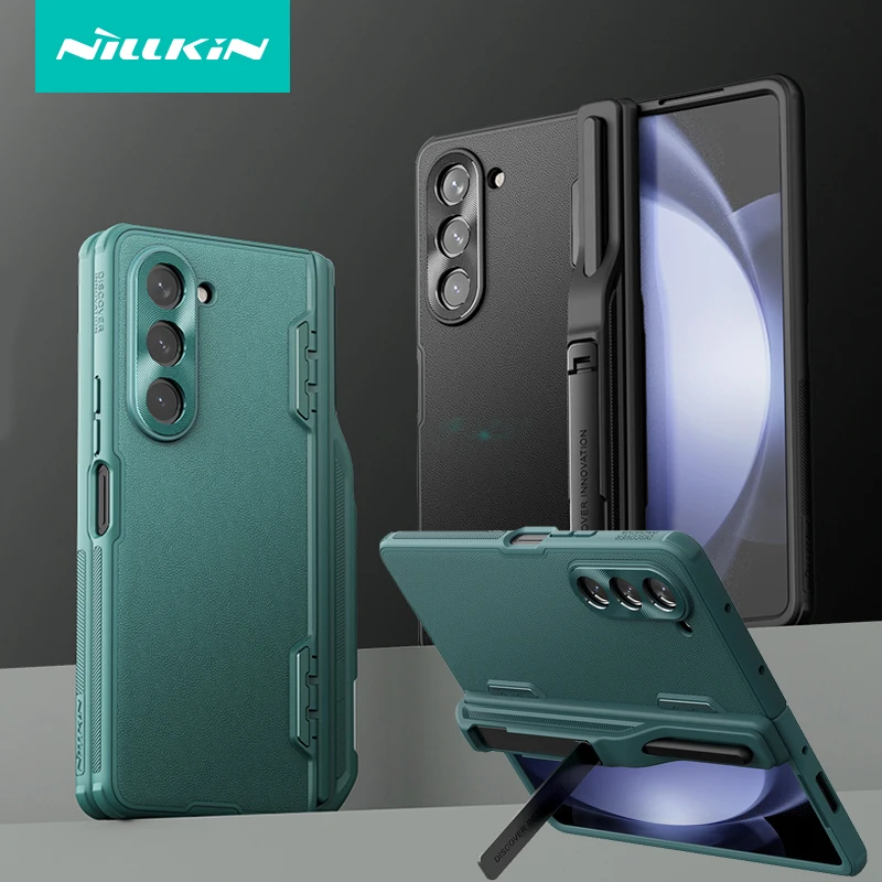 

For Samsung Galaxy Z Fold 5 Case NILLKIN CamShield Fold Leather Case-Pen Holder Version Back Kickstand Cover For Z Fold5