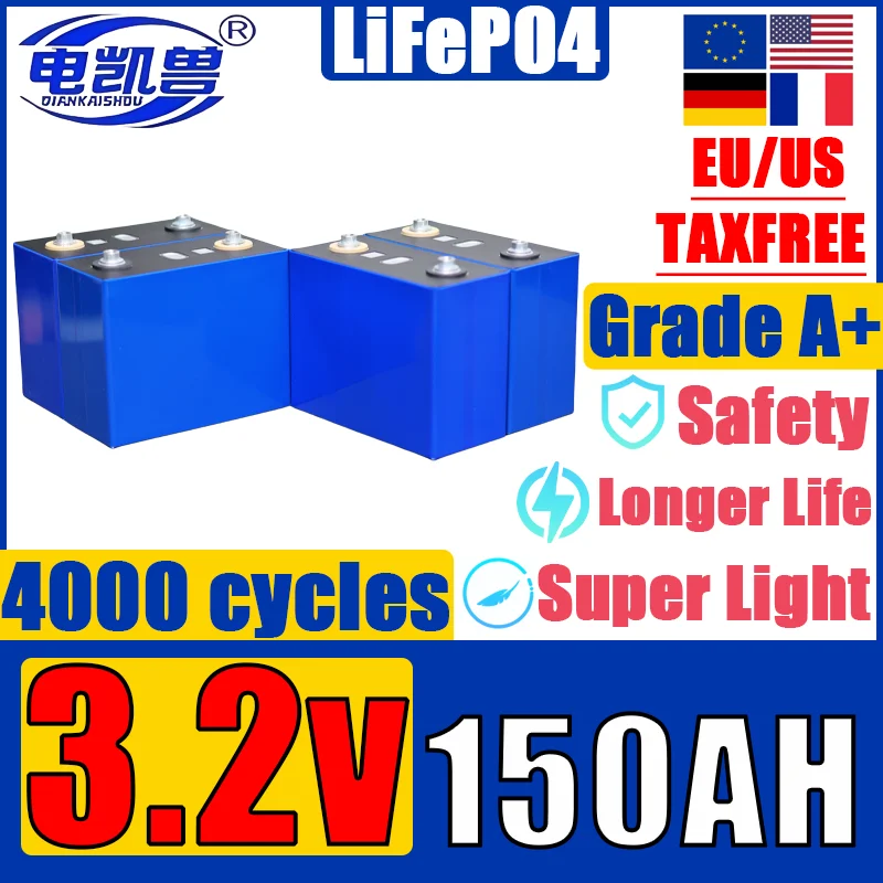 

Neue 3,2 V 150Ah LiFePO4 batterie phosphat Zelle DIY 4s 12v 24V Motorrad Elektrische Auto reise Solar wechselrichter Batterien D