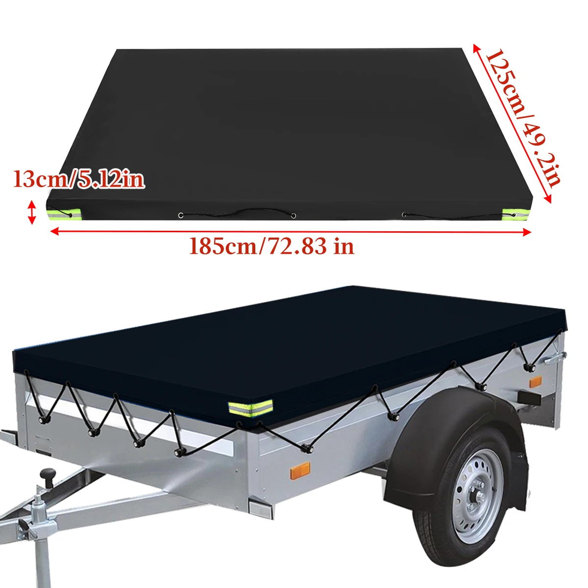 600D 185x125x13cm Universal Trailer Car Cover Roof Sunshade Waterproof Dustproof Windproof Outdoor Protection For Travel