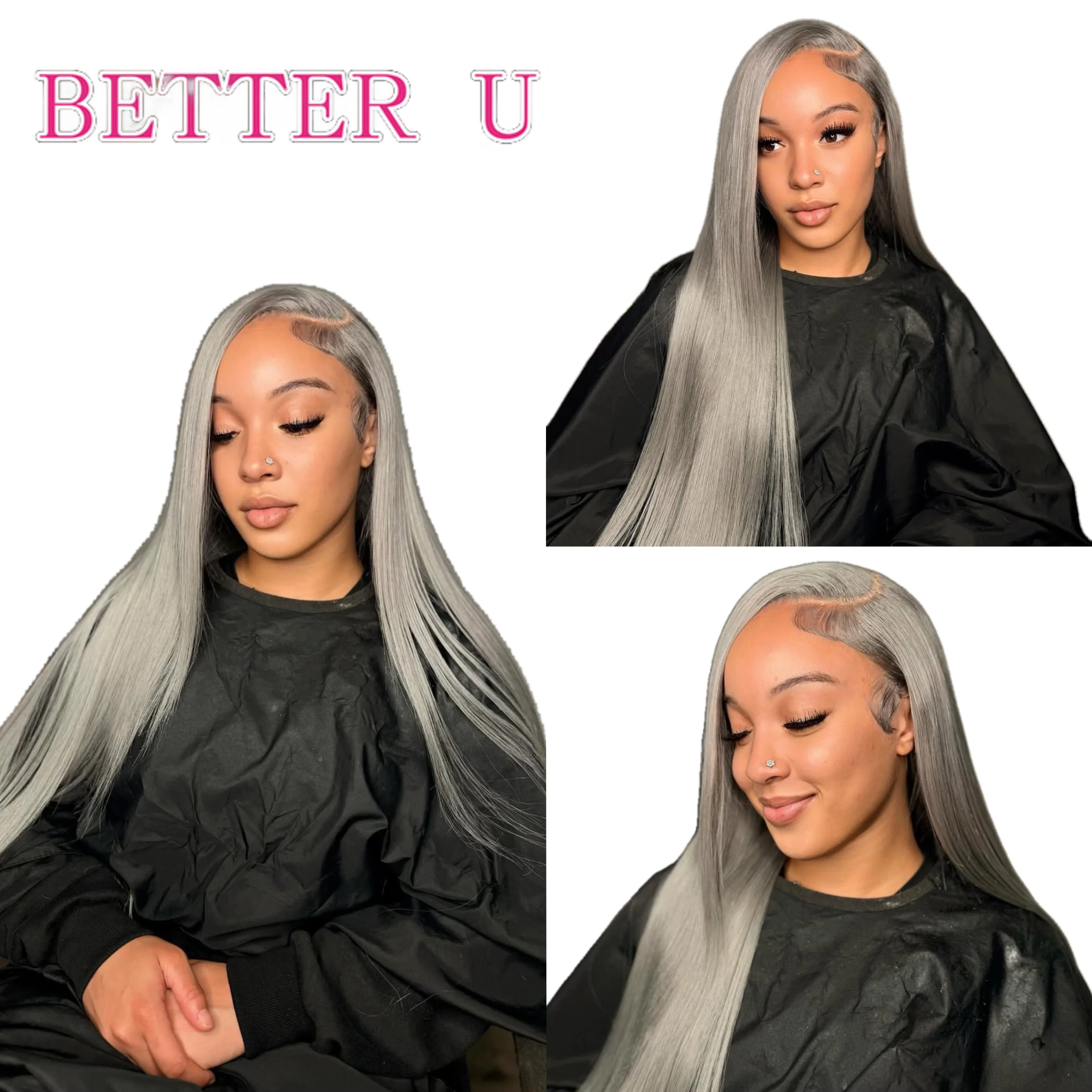 

Human Hair Wigs Grey Straight Blonde Colored 13X6 Lace Front Wigs Human Hair Pre Plucked Transparent Lace Front Wigs For Women