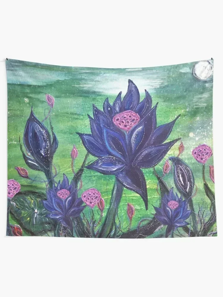 

blackmox lotus mtg original fine art painting by mysticladyart& mask design Tapestry Decorative Wall Murals Tapestry