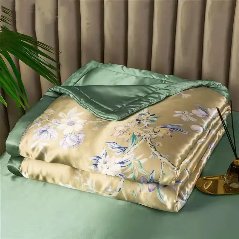 Summer Blanket Ice Silk Quilt Cool Feeling Nap Knee Air Conditioning Quilt Adult Children Washable Bedding
