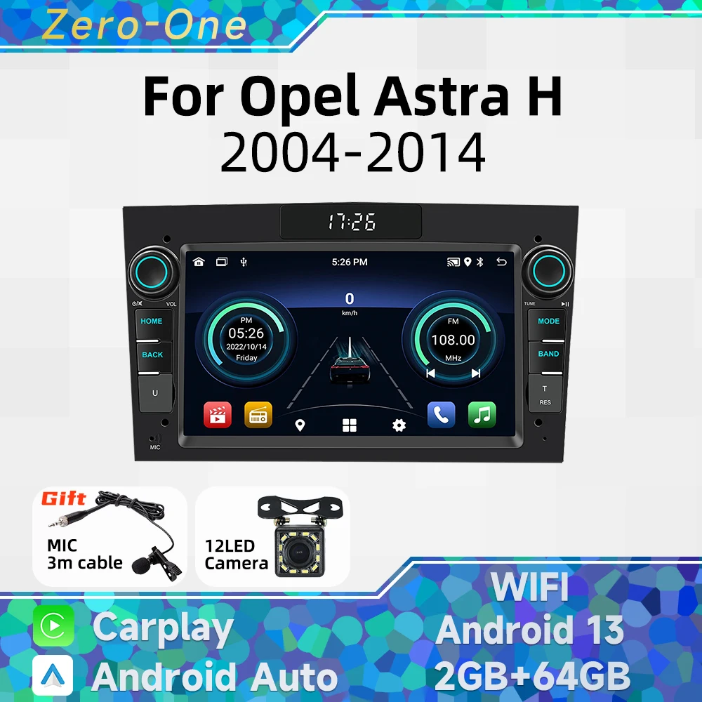 2Din 7 "شاشة ستيريو لاسلكية Carplay أندرويد سيارة الوسائط المتعددة راديو لأوبل أسترا H 2004-2014 رئيس وحدة نظام تحديد المواقع BT WIFI الملاحة