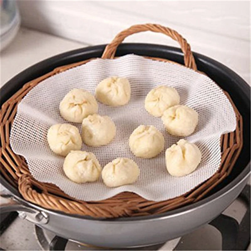 Non-Stick White Silicone silicone bamboo steamer baking mat Dim Sum Restaurant Kitchen Under Steamers Mat Cooking reusable Tools