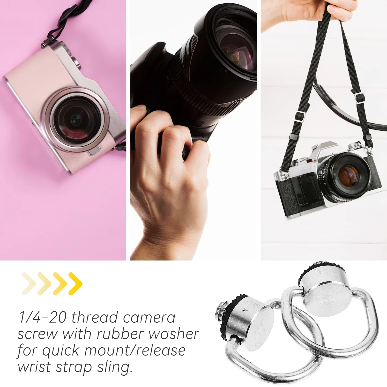 

2pcs Camera Screw 1 4 20 Thread 6.5mm Stainless Steel Quick Release Tripod Plate DSLR Gimbal Phone Holder Photography Accessory