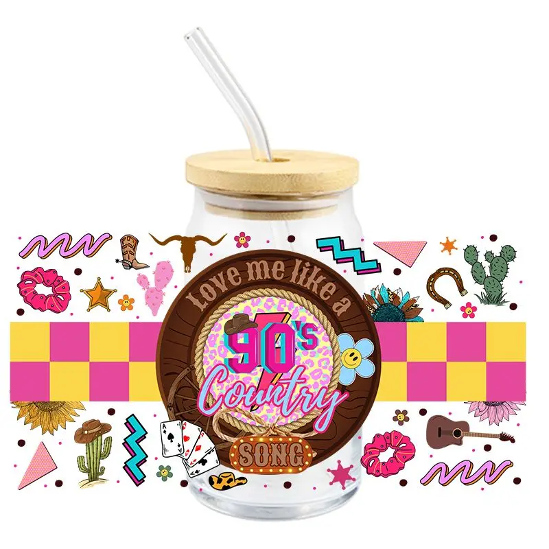 3D UV DTF Games Console Transfer Sticker Fashion Design Cup Envelopes Colorful Series 16 oz Glass Cup Stickers Fashionable