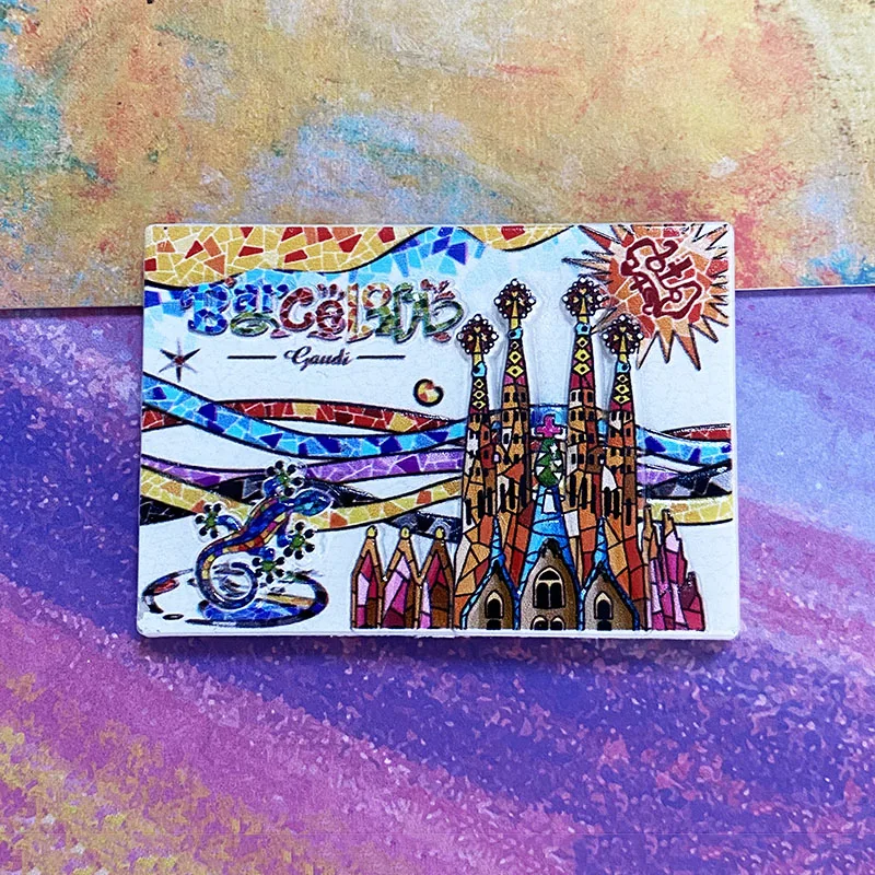 Sagrada Familia Cathedral in Barcelona Tourist souvenirs Mosaic 3D stereo fridge magnets Home decor items Collection crafts