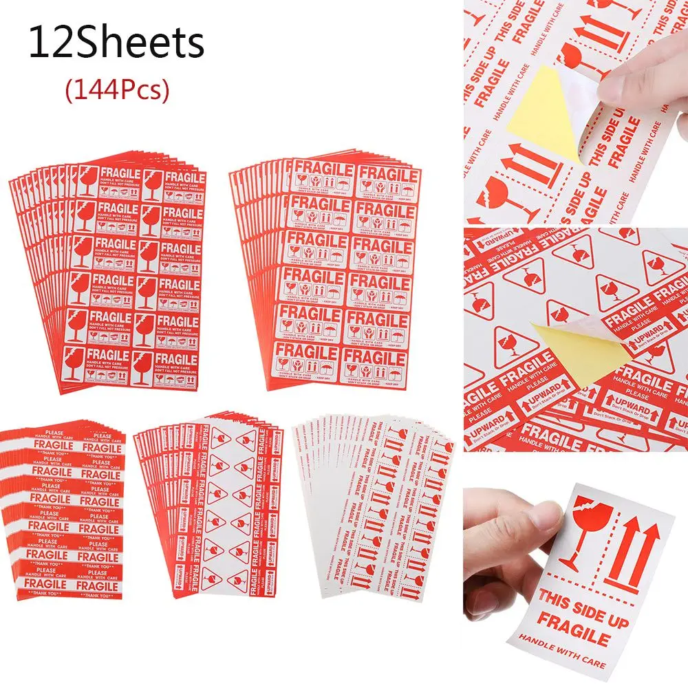 144pcs/lot Useful Fragile Warning Label Sticker 9x5cm Handle With Care Keep Shipping Express Label Packaging Mark Special Tag