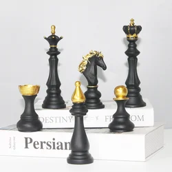 International Chess King Queen Knight Rook Pawn Bishop Statues for Interior Home Office Living Room Cabinet Decor