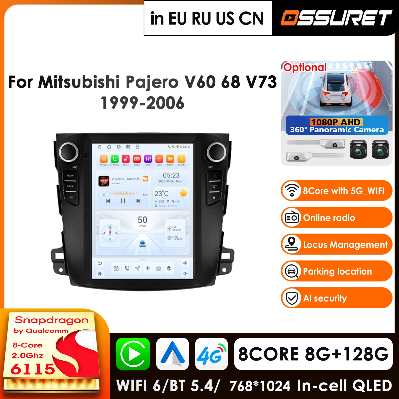 For Snapdragon AI Intelligent Systems Car Radio For Mitsubishi Outlander Xl 2 2008-2013 GPS Multimedia Player Stereo CarPlay 4G