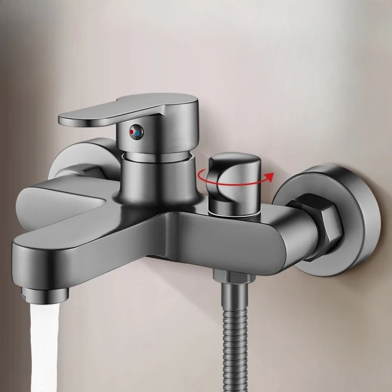

Brass Hot & Cold Mixing Valve, Double Handle Shower Faucet for Bathroom, Rustproof Wall Mounted Tap for Shower Room