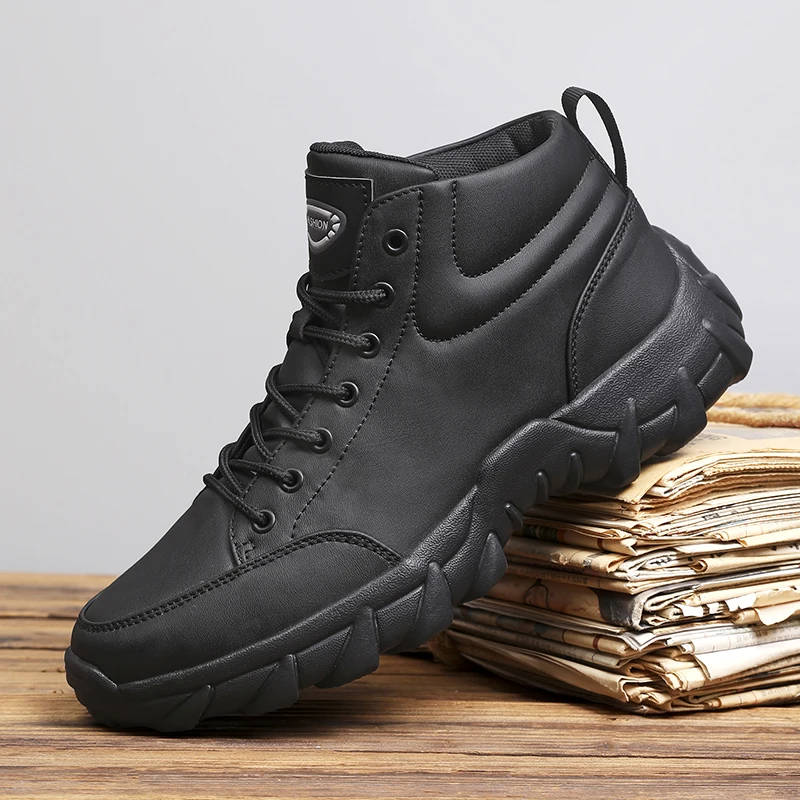 

Men Running Shoes Men Sneakers Anti-slip Handmade Leather Casual Ankle Boots Breathable Men's Walking Lace Up Lightweigh Boots