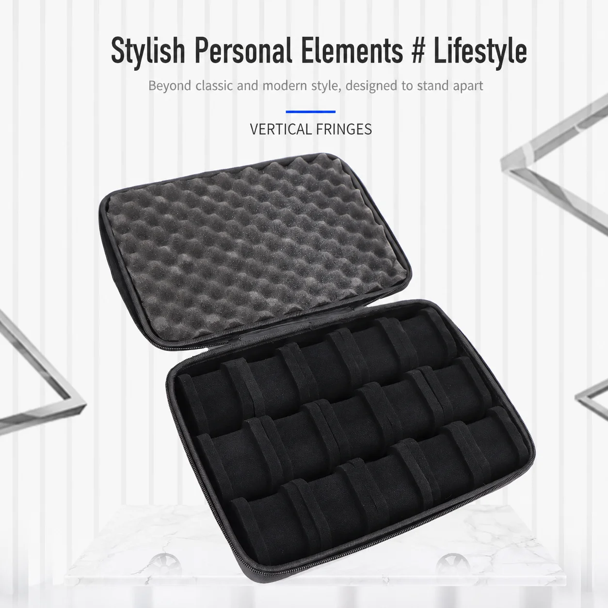 Uhrenaufbewahrungsbox mit 15 Fächern, staubdichte, kratzfeste Tragetasche aus Oxford-Stoff für Reisen und Aufbewahrung zu Hause – Detail 11