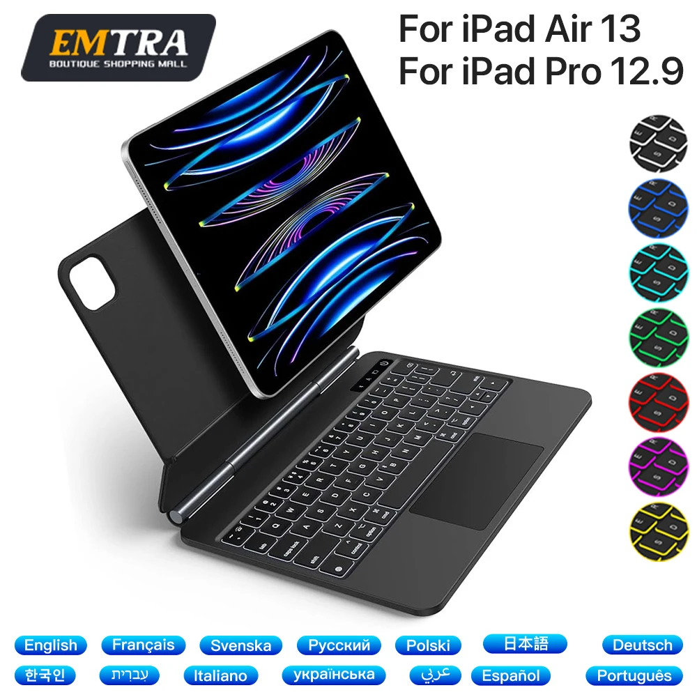 

Magic Keyboard Magnetic for iPad Air 13in 2025 "A3268 A3269 A3271 For iPad Por 12.9 inch Backlight Wireless Keyboard Smart Cover