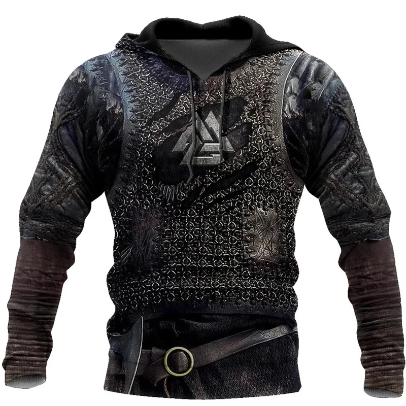 Hoodie Cosplay Medieval unissex para homens, pulôveres de impressão 3D, fantasia Cosplay, Compressão, Armada, Armada