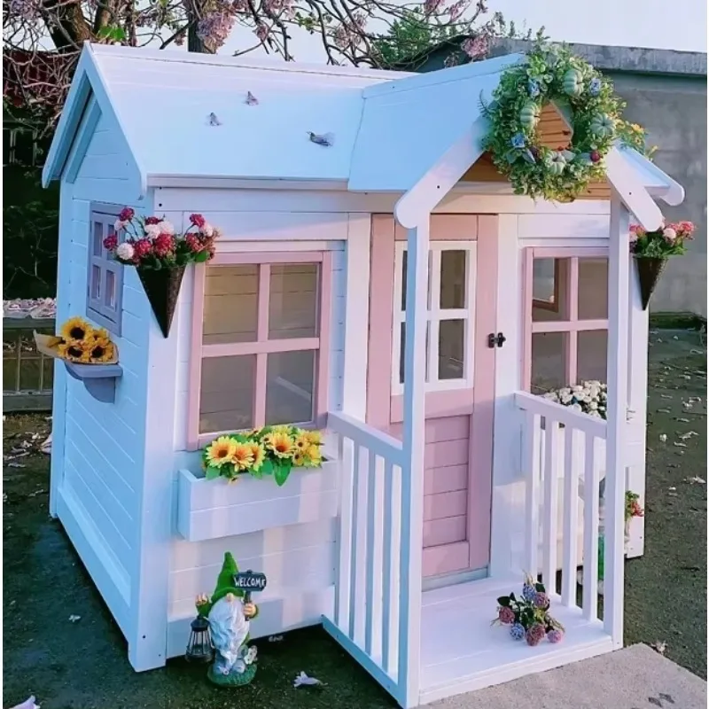 Children's Outdoor Wooden Toy House Game Room Kindergarten Theater for Sale Bahçe Salıncakları Gartenschaukeln