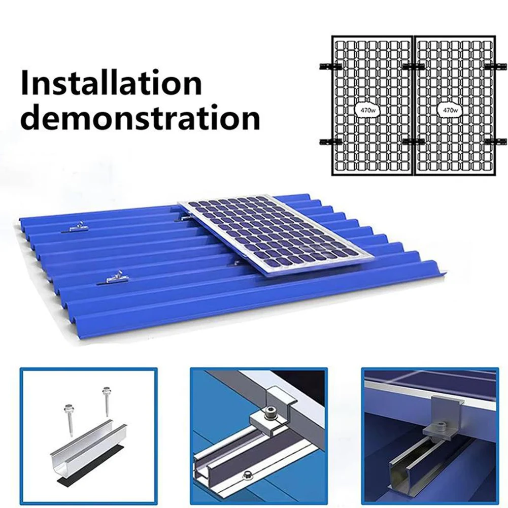 120mm U-Rail Solar Mounting Kit - Complete Solar Panel Mounting Set Including Side and Mid Clamps