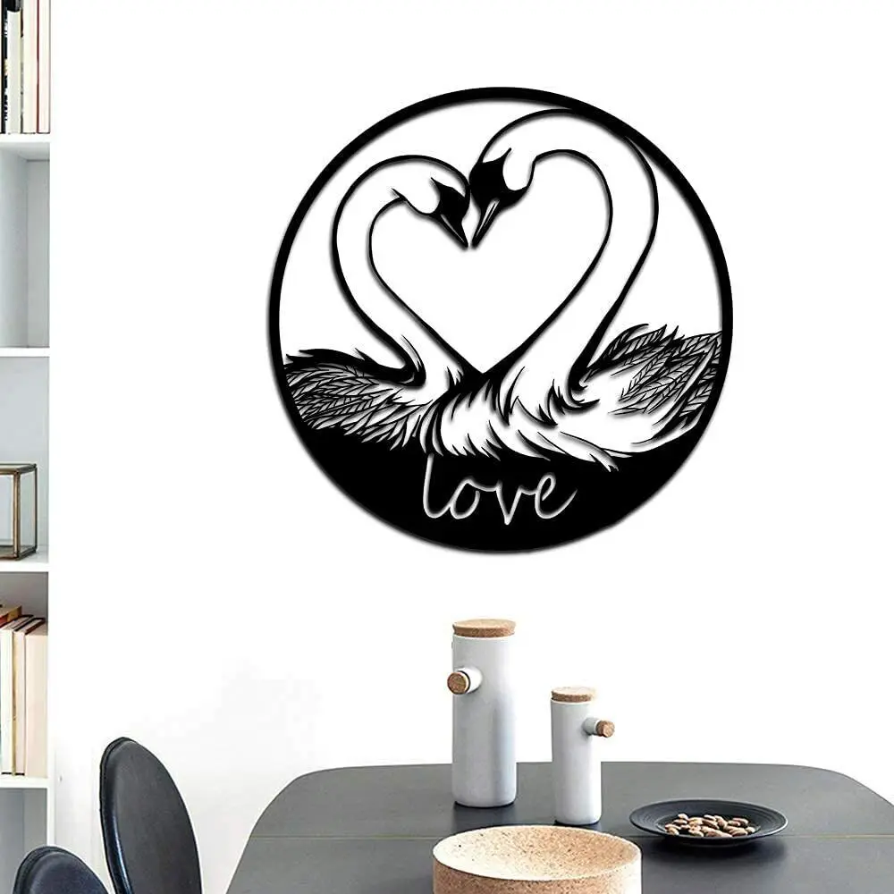 

Romantic Love Wall Art Swan Decoration Laser Cut Metal Wall Art 22"x22" Living Room/Home Decoration