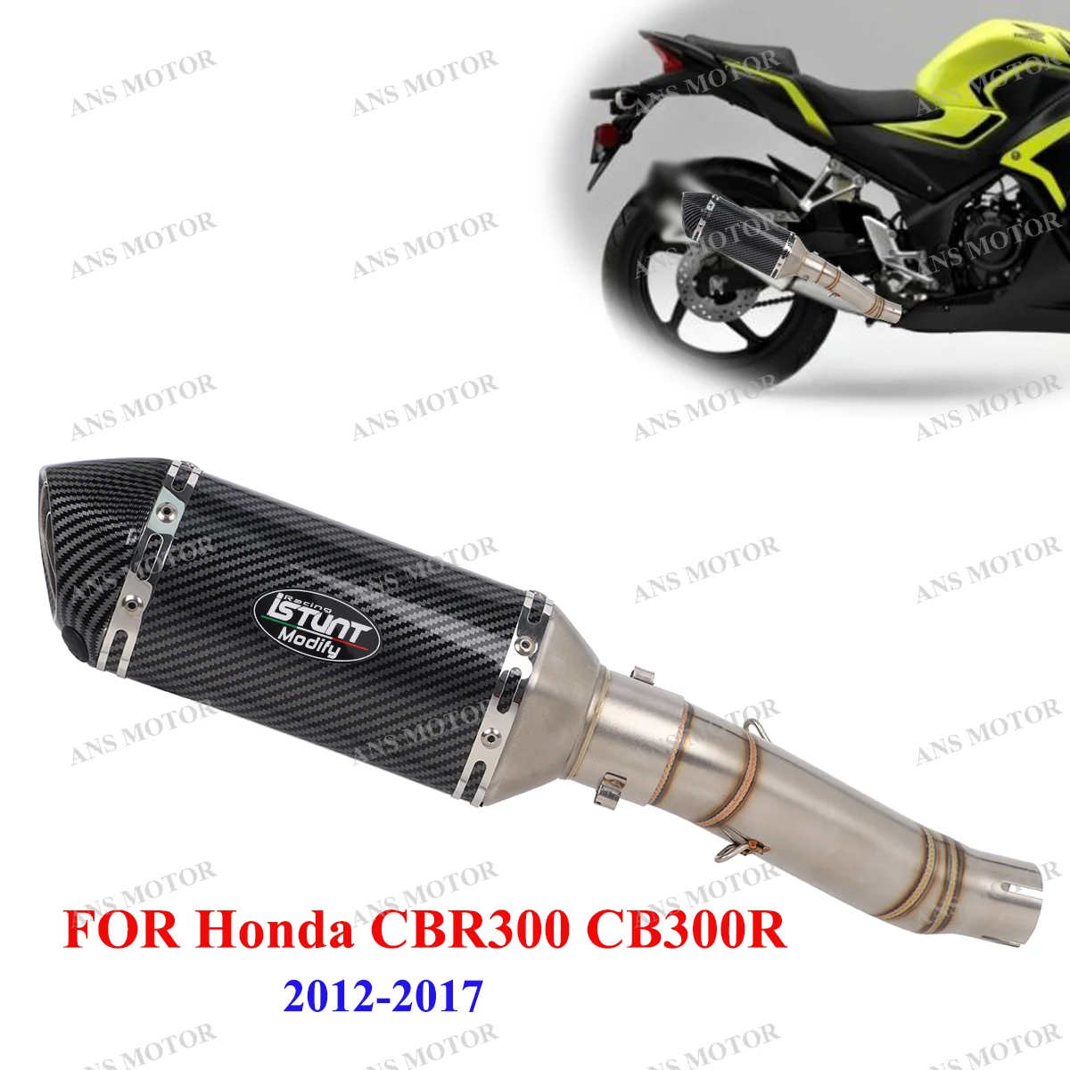 

Slip On For Honda CBR300 CB300R CB300F CBR300R 2012-2024 Motorcycle Exhaust Escape System CBR300 Exhaust W/Removable DB Killer