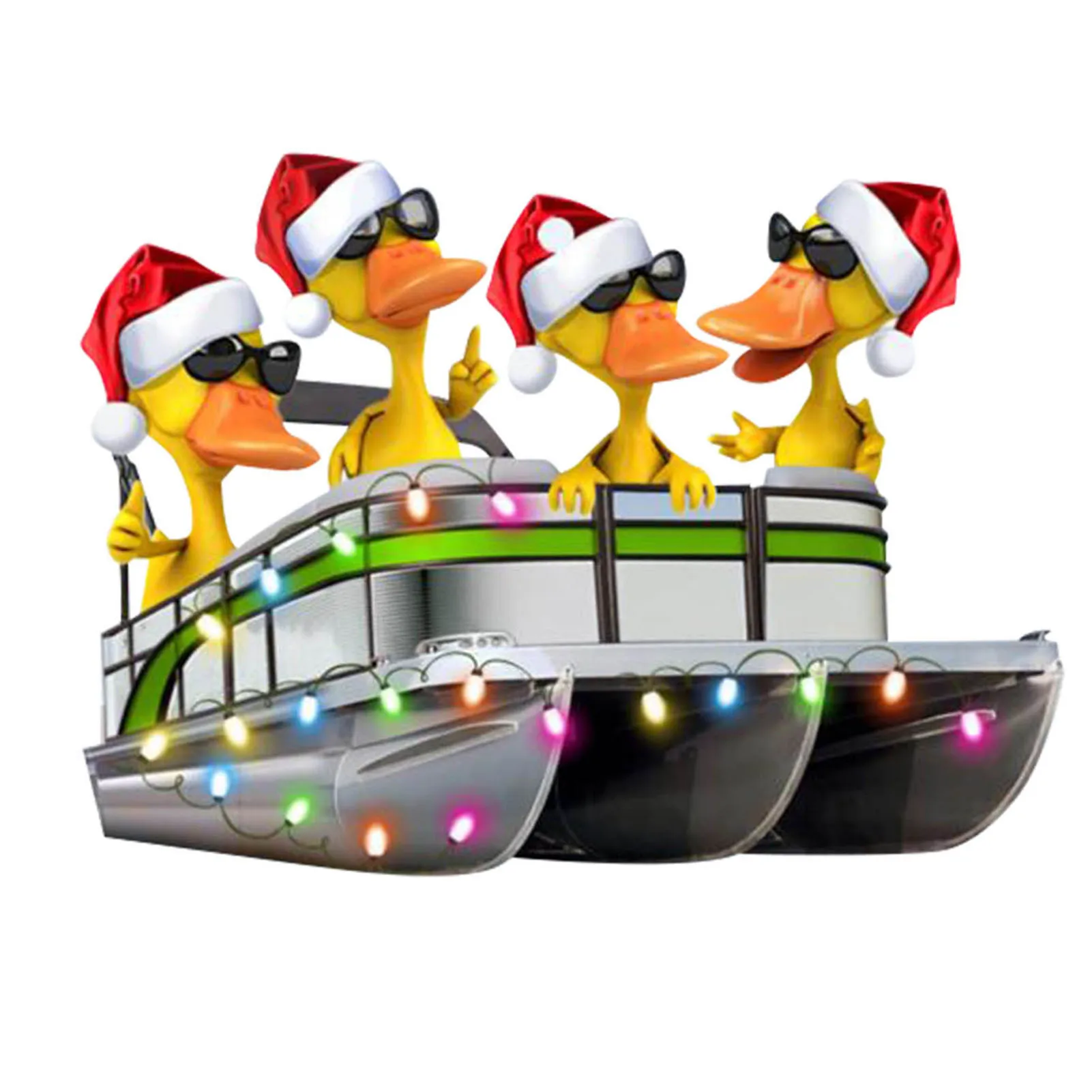 Christmas Tree Decoration Funny Duck Pontoon Boat Hanging Ornament for Christmas Tree/Fireplace/Door/Wall