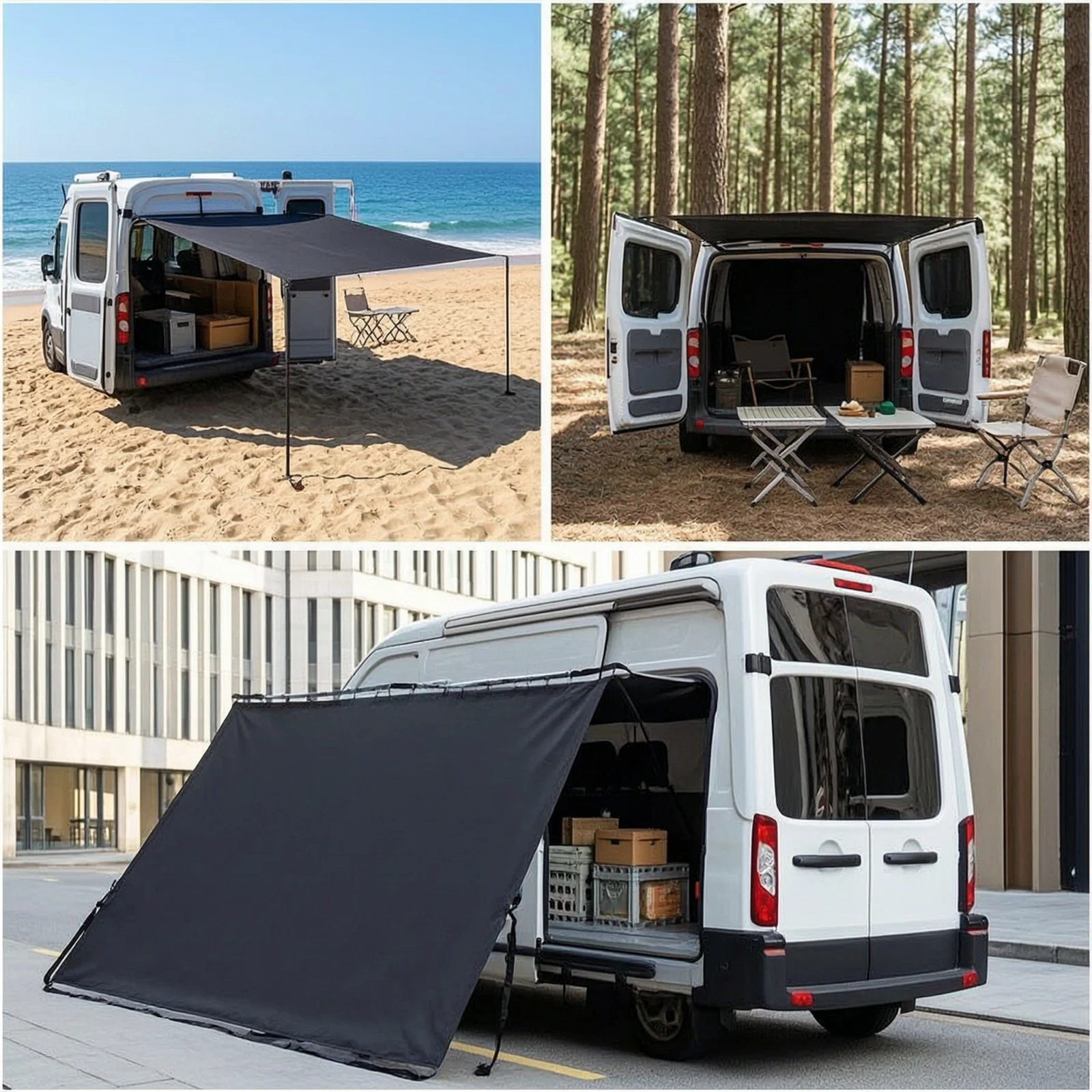 Rear Barn Door Awning Cover 600D Oxford Rear Door Awning Cover Quick Installation Secure for Van Owners, Camping, Outdoor Work view 6