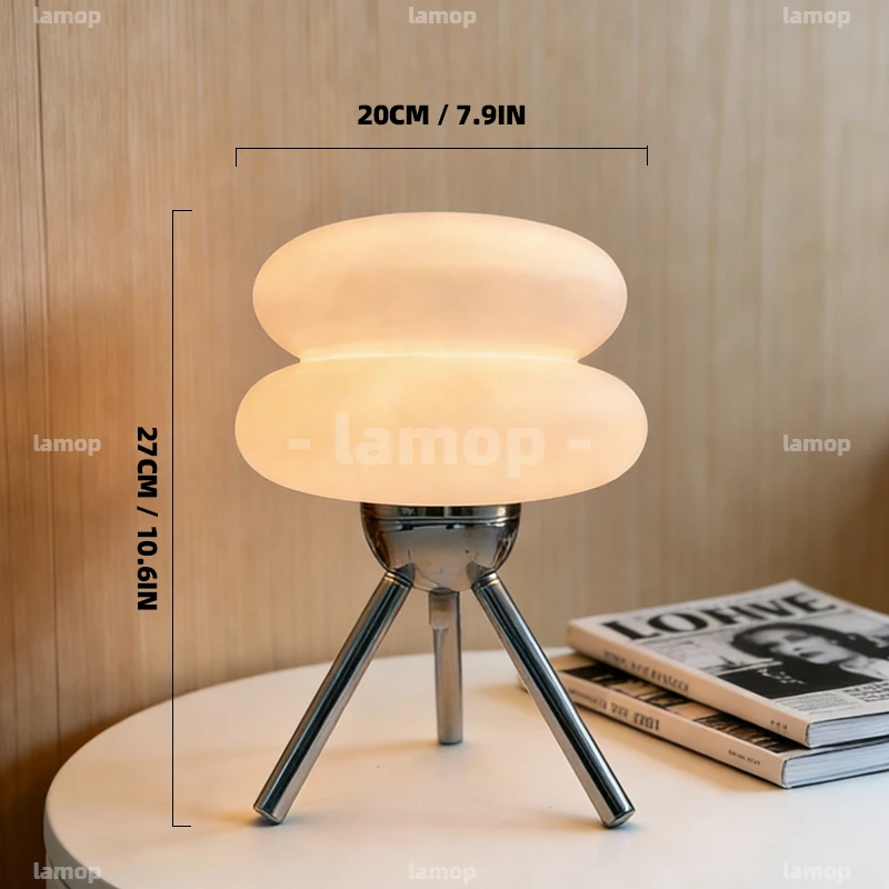 Tripod‑Stand Stacked‑Shade Glass Table Lamp,Dimmable Quiet Ambient Light,Italian Light‑Luxury Lamp for Reception Desktop
