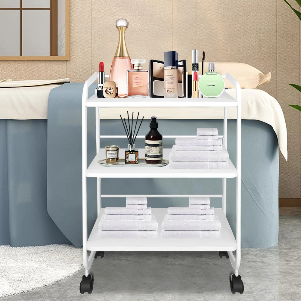 Salon Trolley,Factory Price Oem Odm Furniture White Stainless Steel 3 Tier Utility Rolling Spa Trolley Cart Salon Trolley