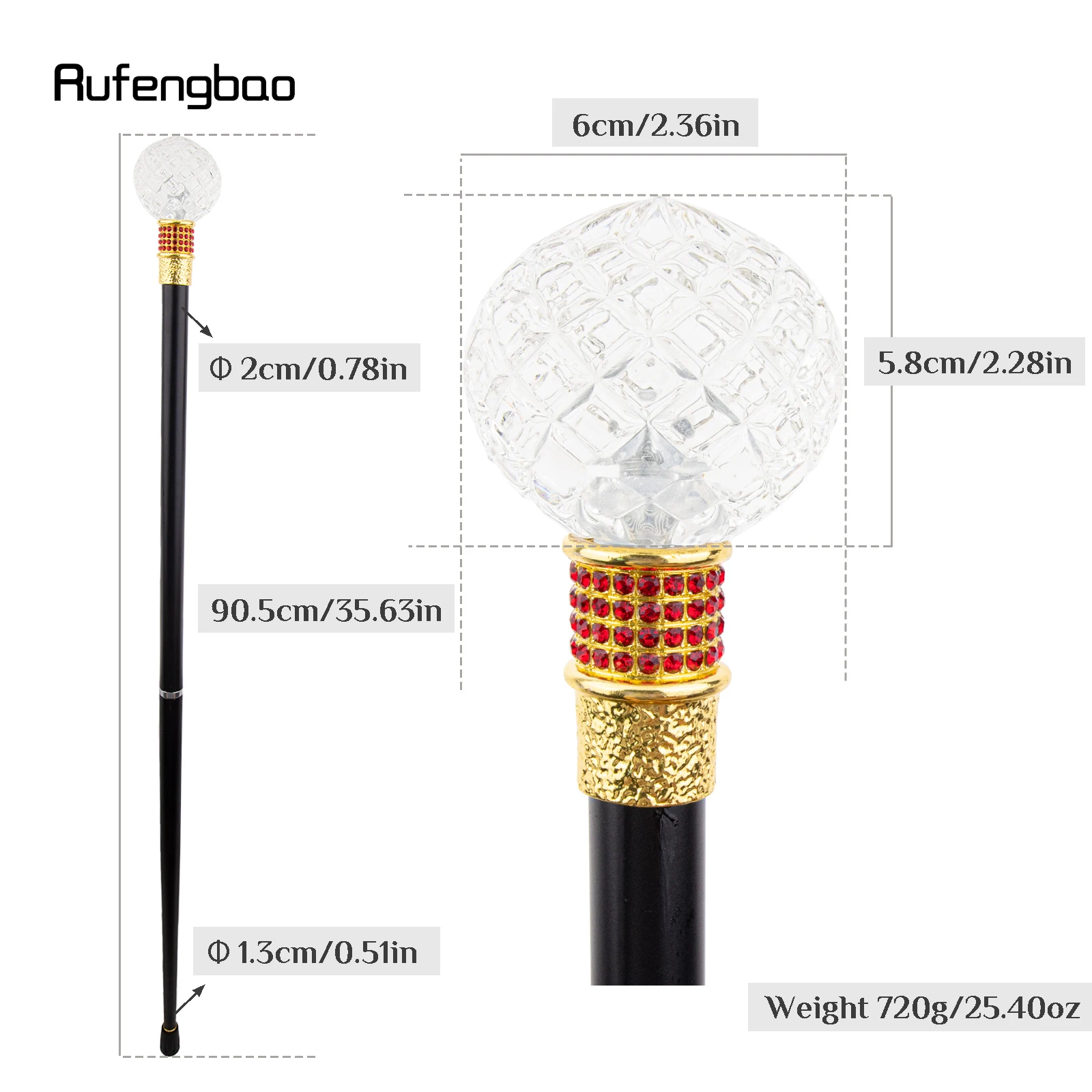 الكرة الشفافة الزجاج الذهبي الأحمر سبيكة الجنية الصولجانات للفتيات الأميرة عصا للمشي العصا تأثيري حفل زفاف عيد ميلاد 90 سنتيمتر