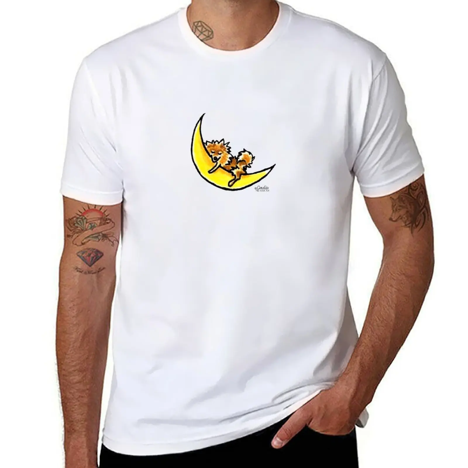 

Pomeranian Moon T-Shirt graphic t shirts for man man t shirt luxury T-Shirt