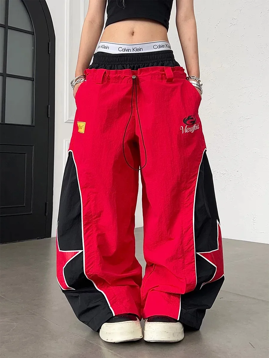 American Street Style Star Deconstructed Splice Paratrooper Pants Men Women Trendy Brand Motorcycle Style Casual Trousers Dra...
