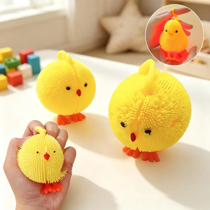 Slow Rising Glowing Chick Squishy Toy Light Up Stress Relief Squeeze Fidget for Kids Adults Anxiety Release Novelty Gift