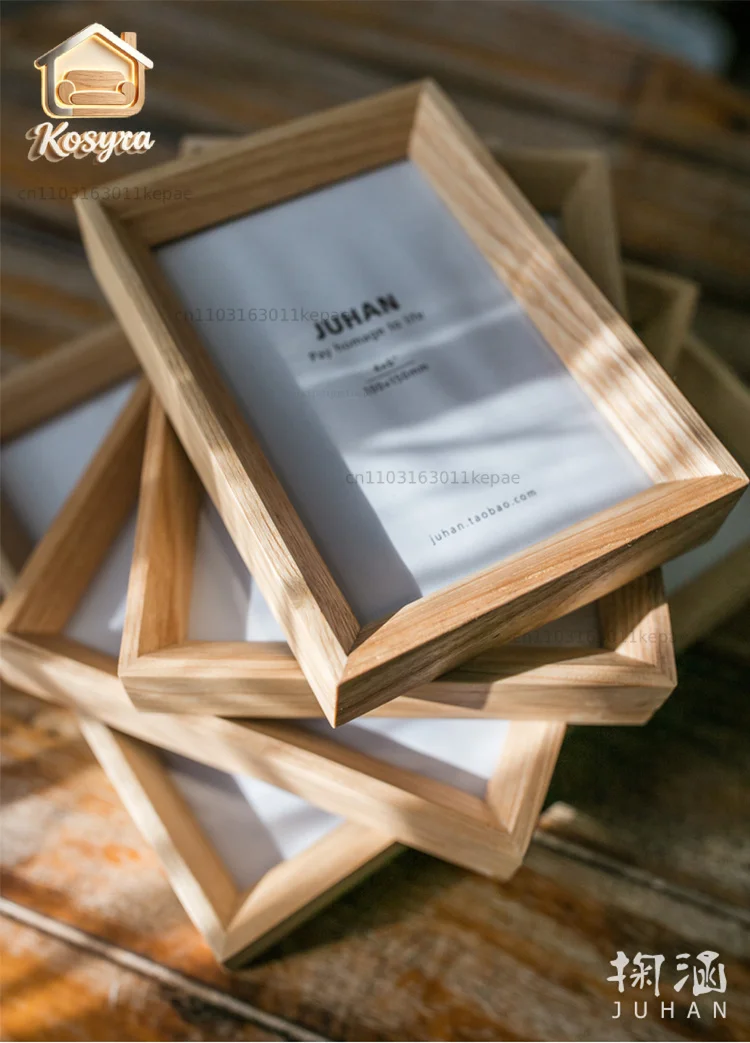 Ash Wood Photo Frame Japanese Style Wooden Photo Display 7/8/10 Inch Picture Frames Natural Wood Desktop Decoration