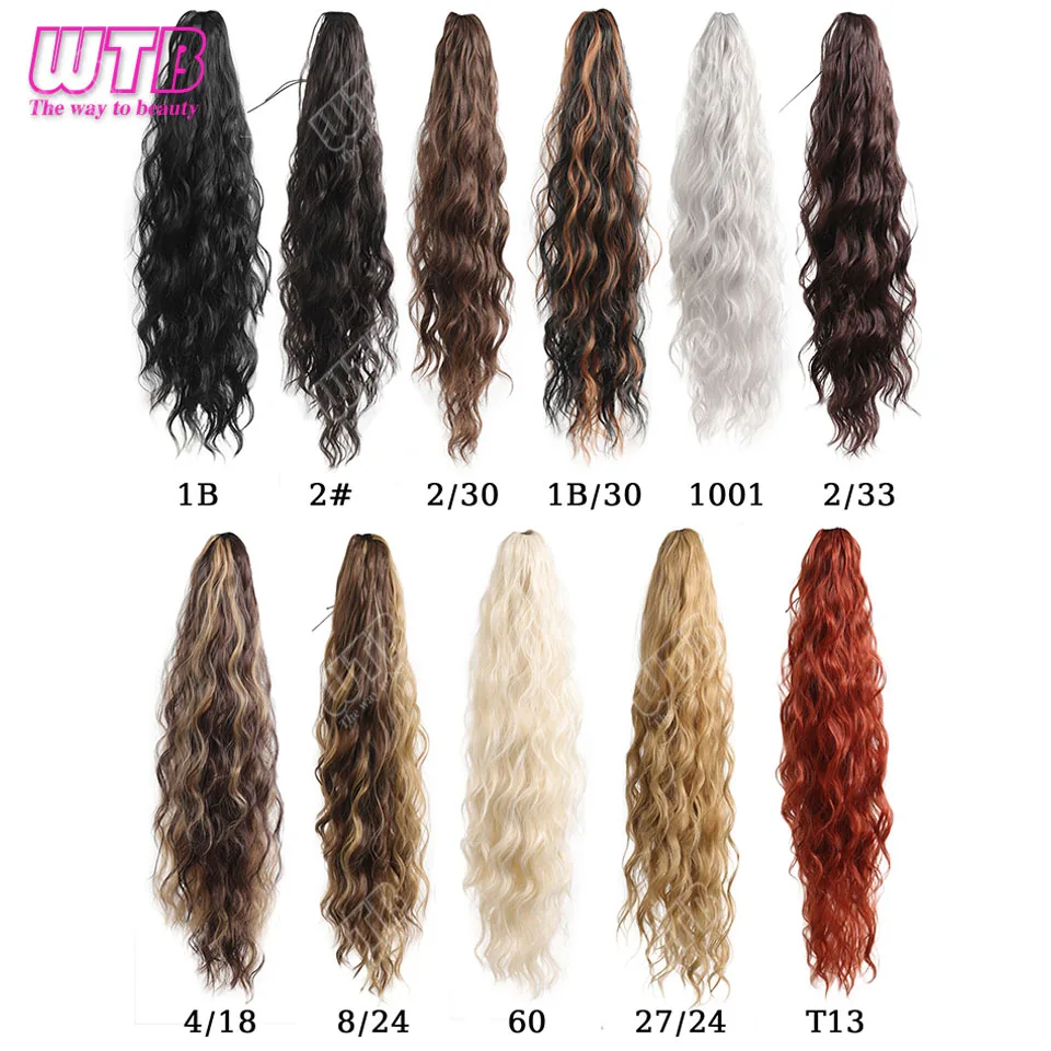 وصلة شعر صناعية على شكل ذيل حصان بمخلب طويل مموج مائي 26 بوصة من الألياف المقاومة للحرارة، قطعة شعر صناعية للنساء والفتيات #6